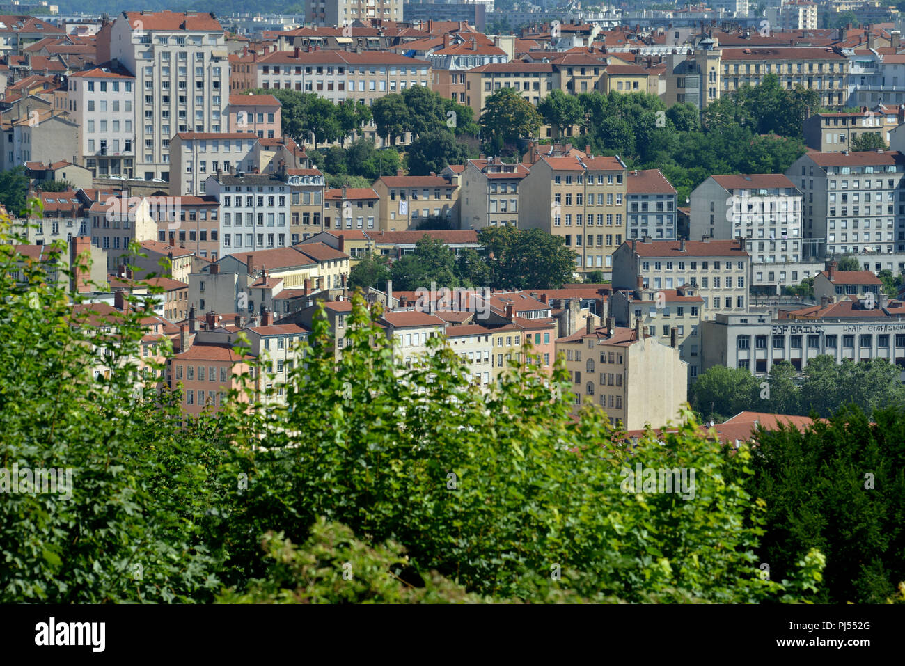 Lyon (south-eastern France): real estate, buildings on the hills of La Croix Rousse, in the 1st arrondissement (district). Stock Photo