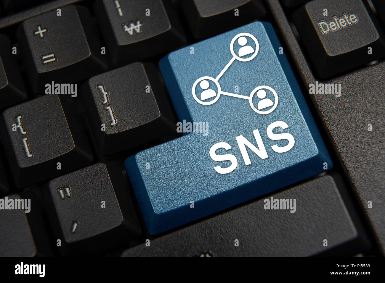 Black computer keyboard close-up. Social Network Concepts. Stock Photo