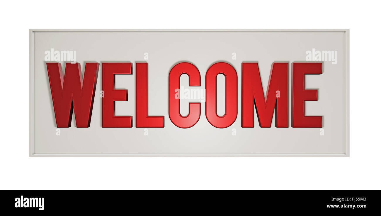 welcome sign isolated on white background 3d illustration Stock Photo
