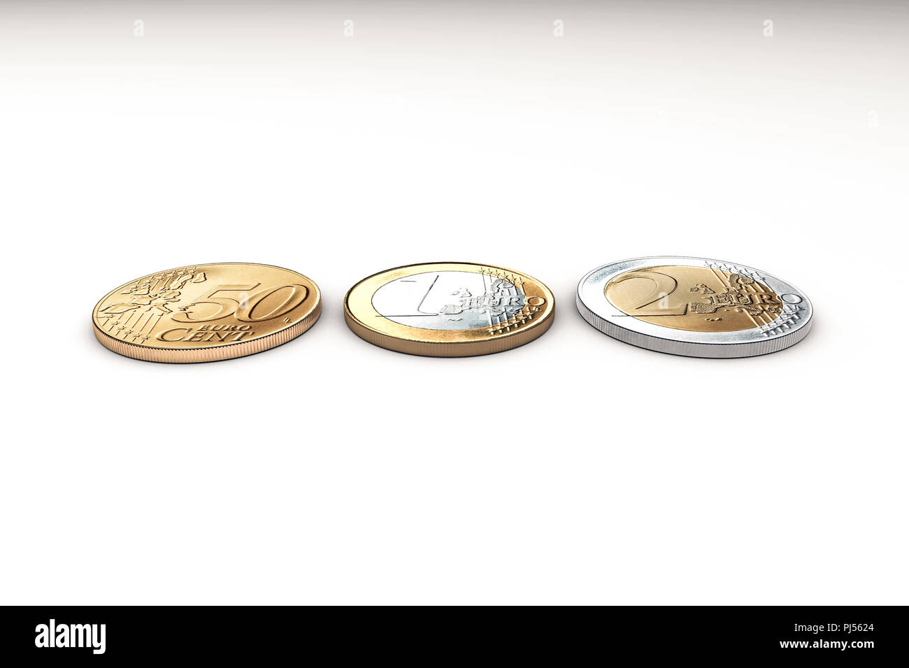 euro coins isolated on white background 3d illustration Stock Photo - Alamy