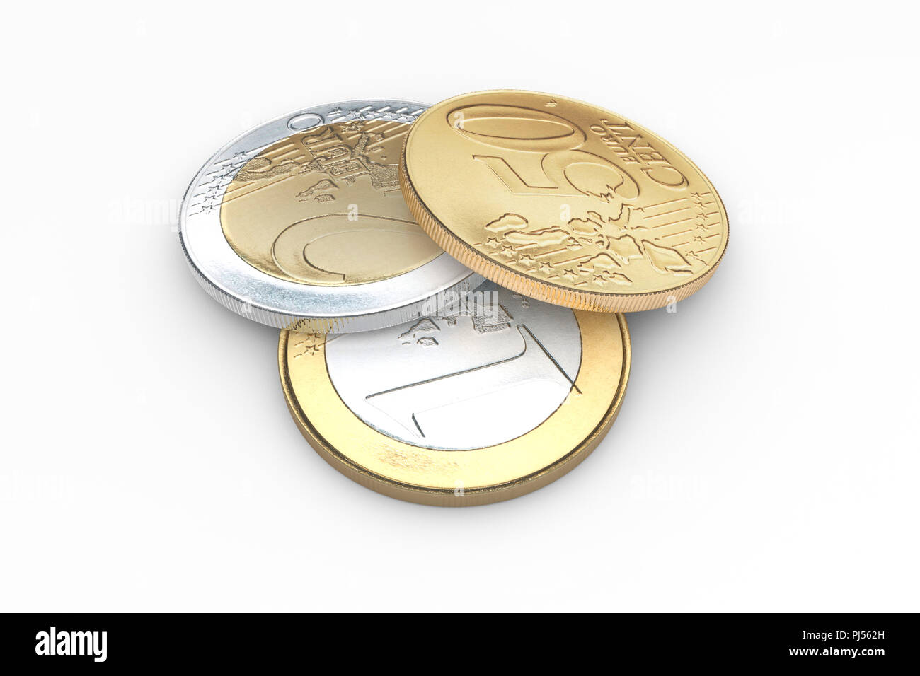 euro coins isolated on white background 3d illustration Stock Photo - Alamy