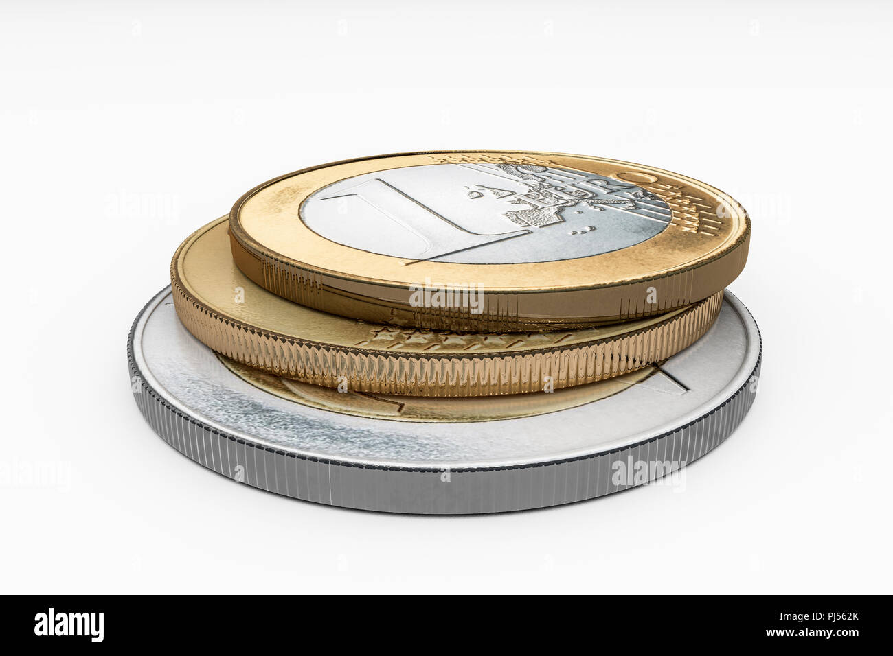 euro coins isolated on white background 3d illustration Stock Photo - Alamy