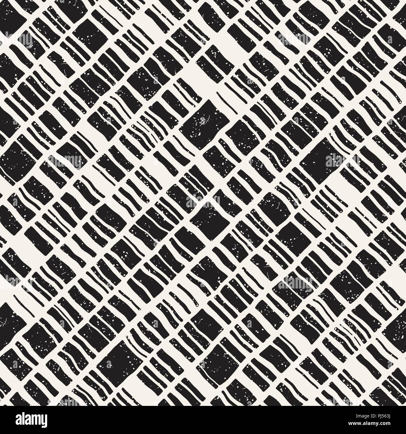 Vector seamless freehand pattern. Doodle monochrome print with hand ...