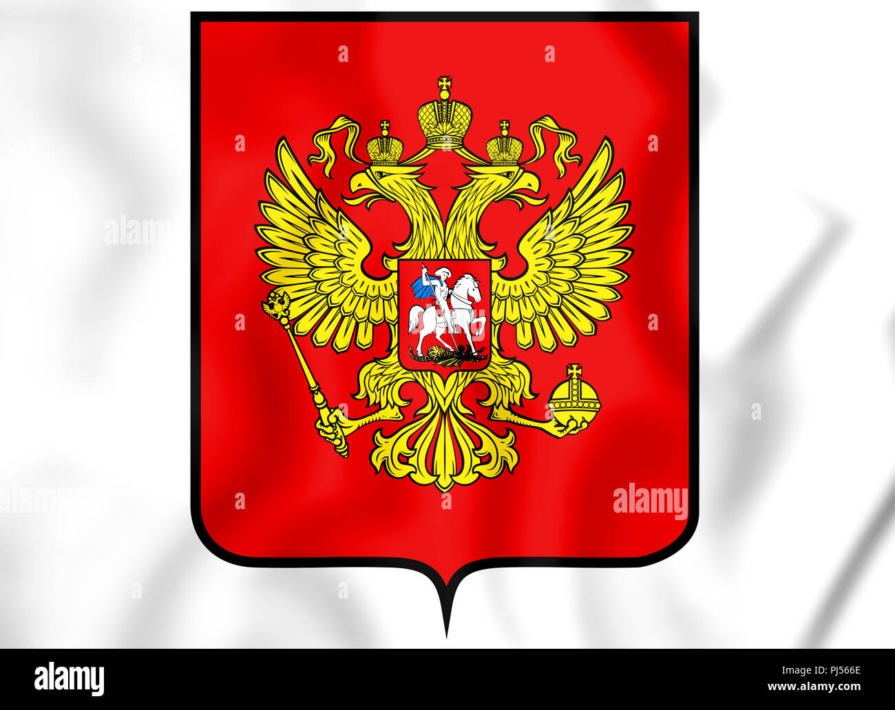 Russia coat of arms. 3D Illustration. Front view. Stock Photo