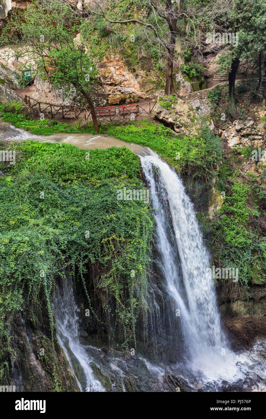 Valley of Hell's waterfalls, Park, Villa Gregoriana, Tivoli, Lazio, Italy Stock Photo