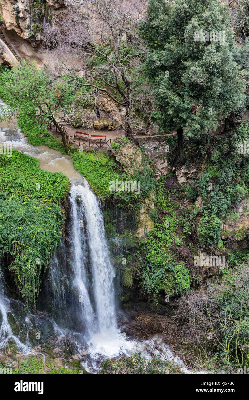 Valley of Hell's waterfalls, Park, Villa Gregoriana, Tivoli, Lazio, Italy Stock Photo