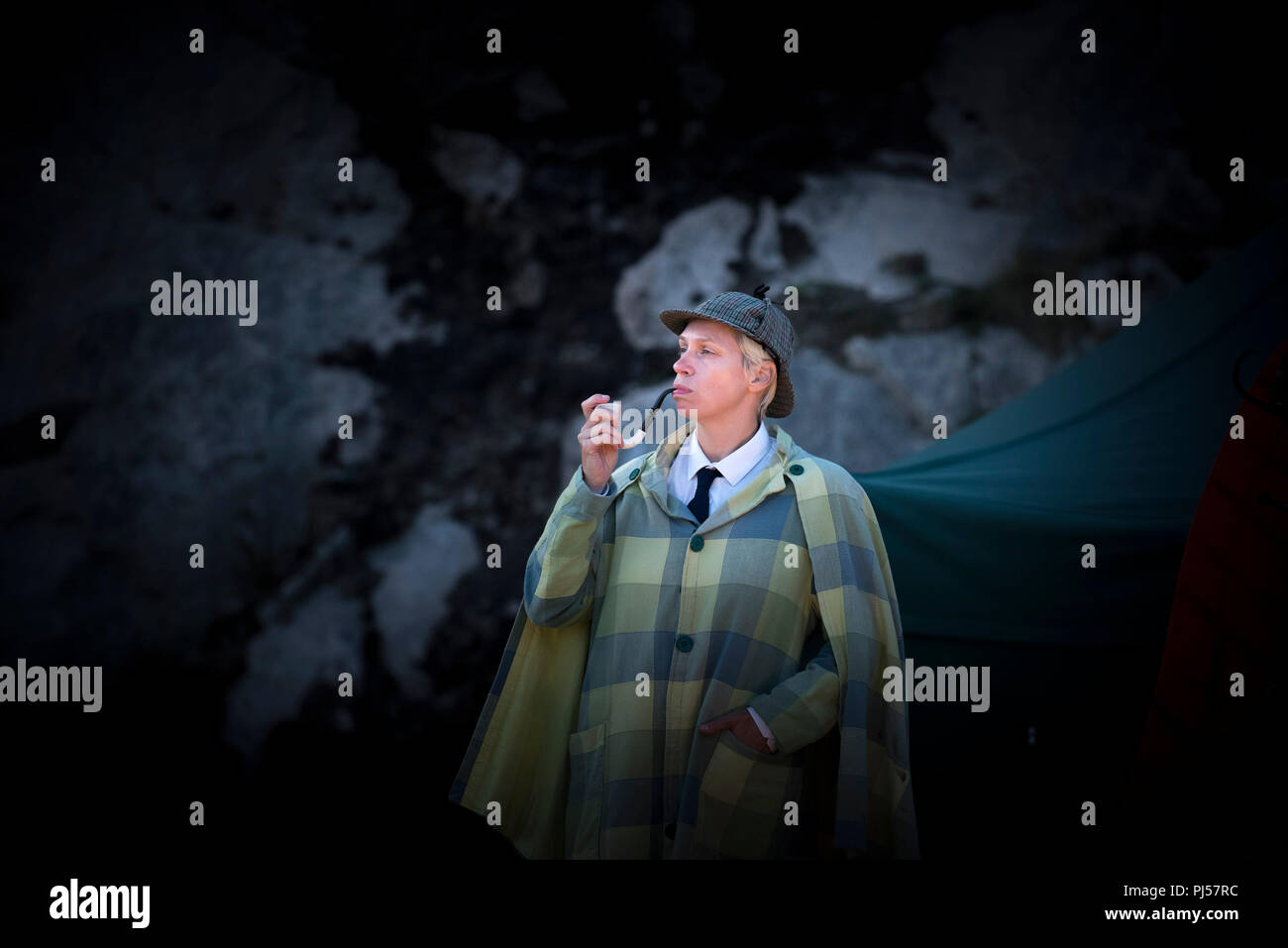 A performance of Hound of the Baskervilles by Illyria Theatre Company in Cornwall. Stock Photo