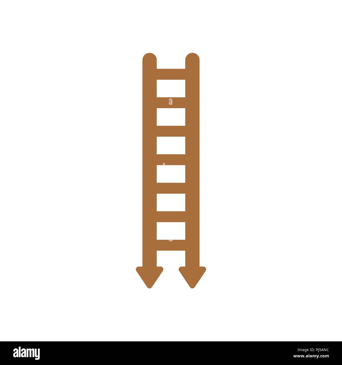 Vector illustration icon concept of wooden ladder with arrows moving down. Stock Vector