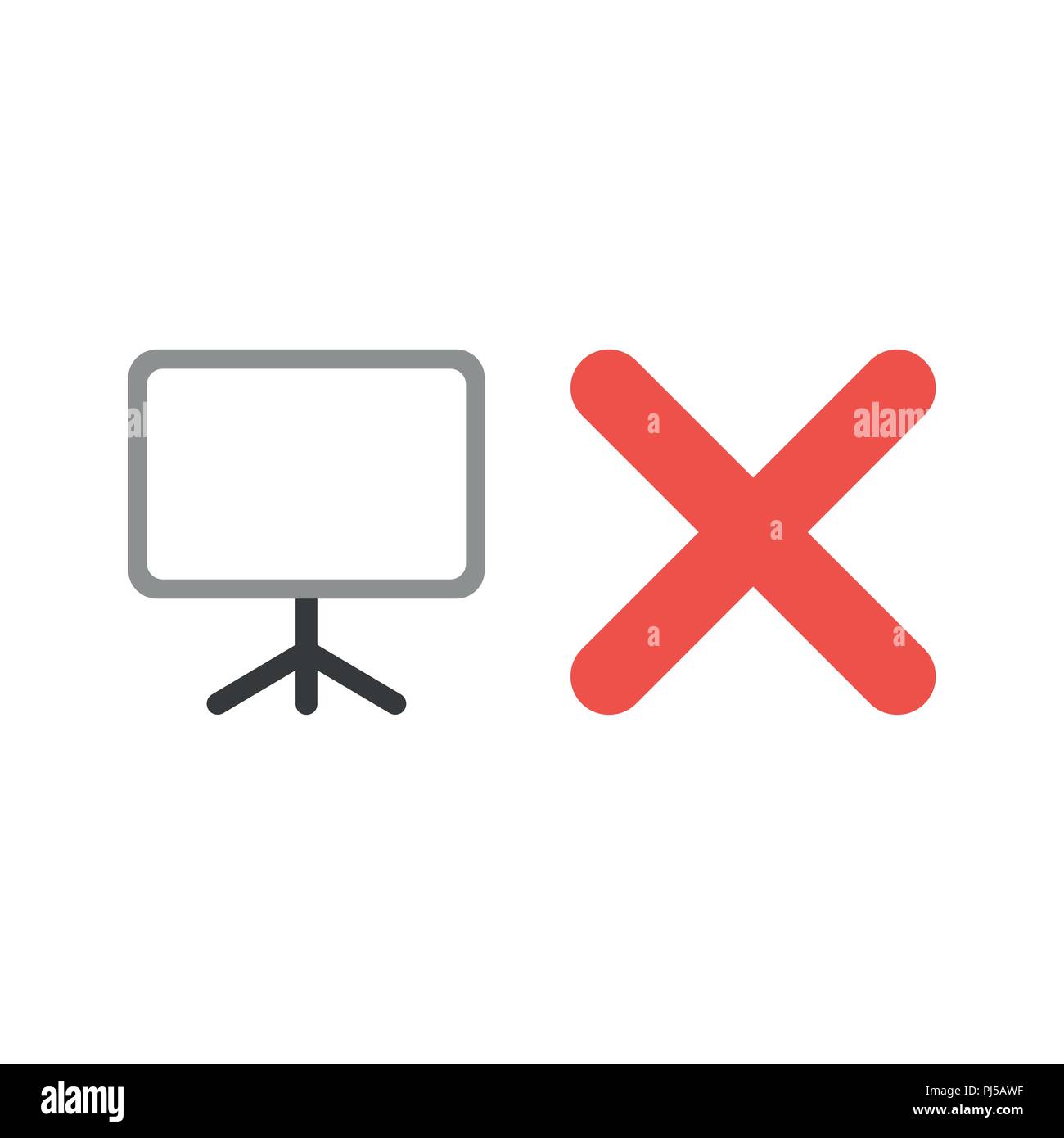 Vector illustration icon concept of blank presentation chart with x ...
