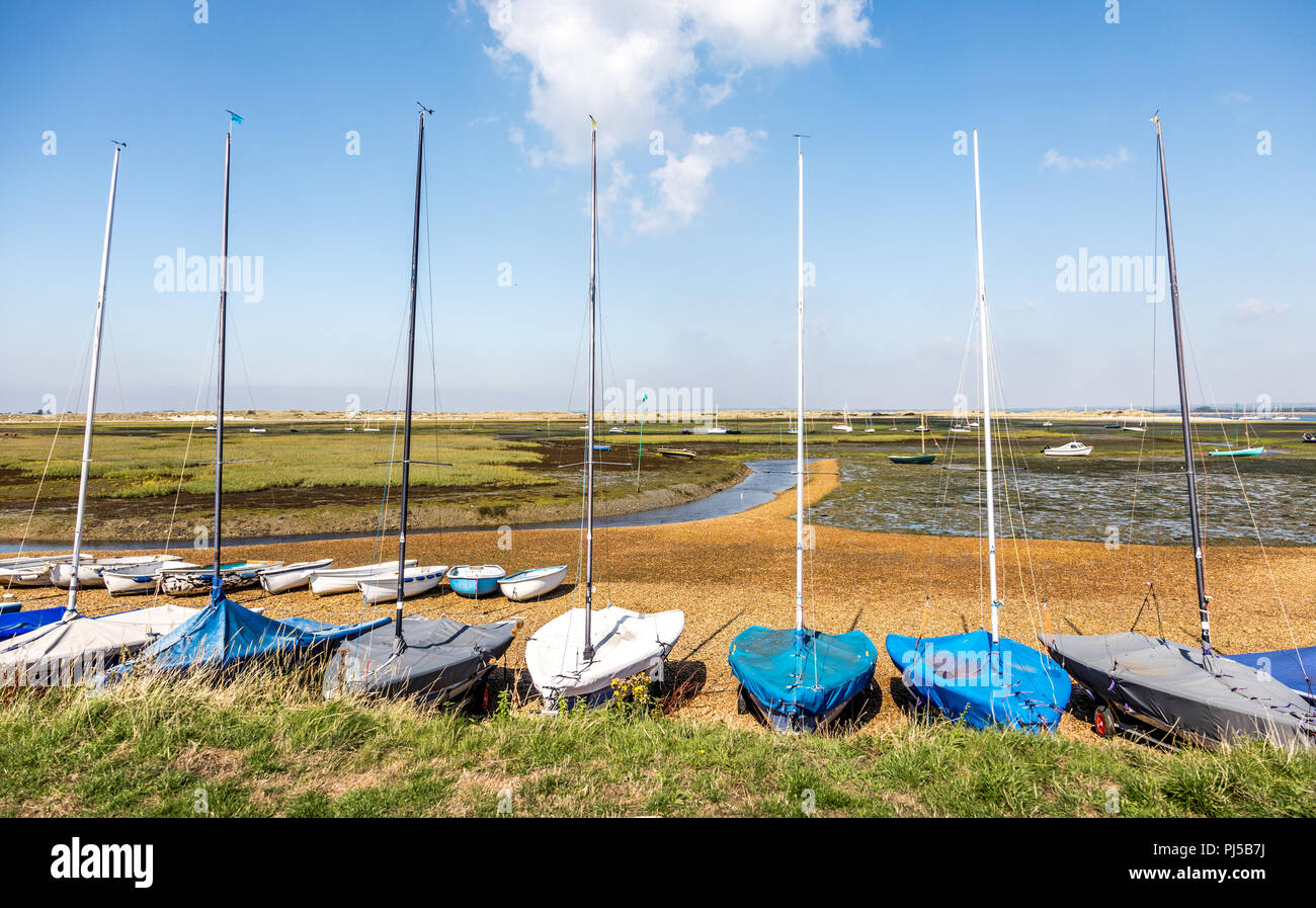 Small Yachts Sitting at Low Tide In The Estuary West Wittering West Sussex UK Stock Photo Alamy