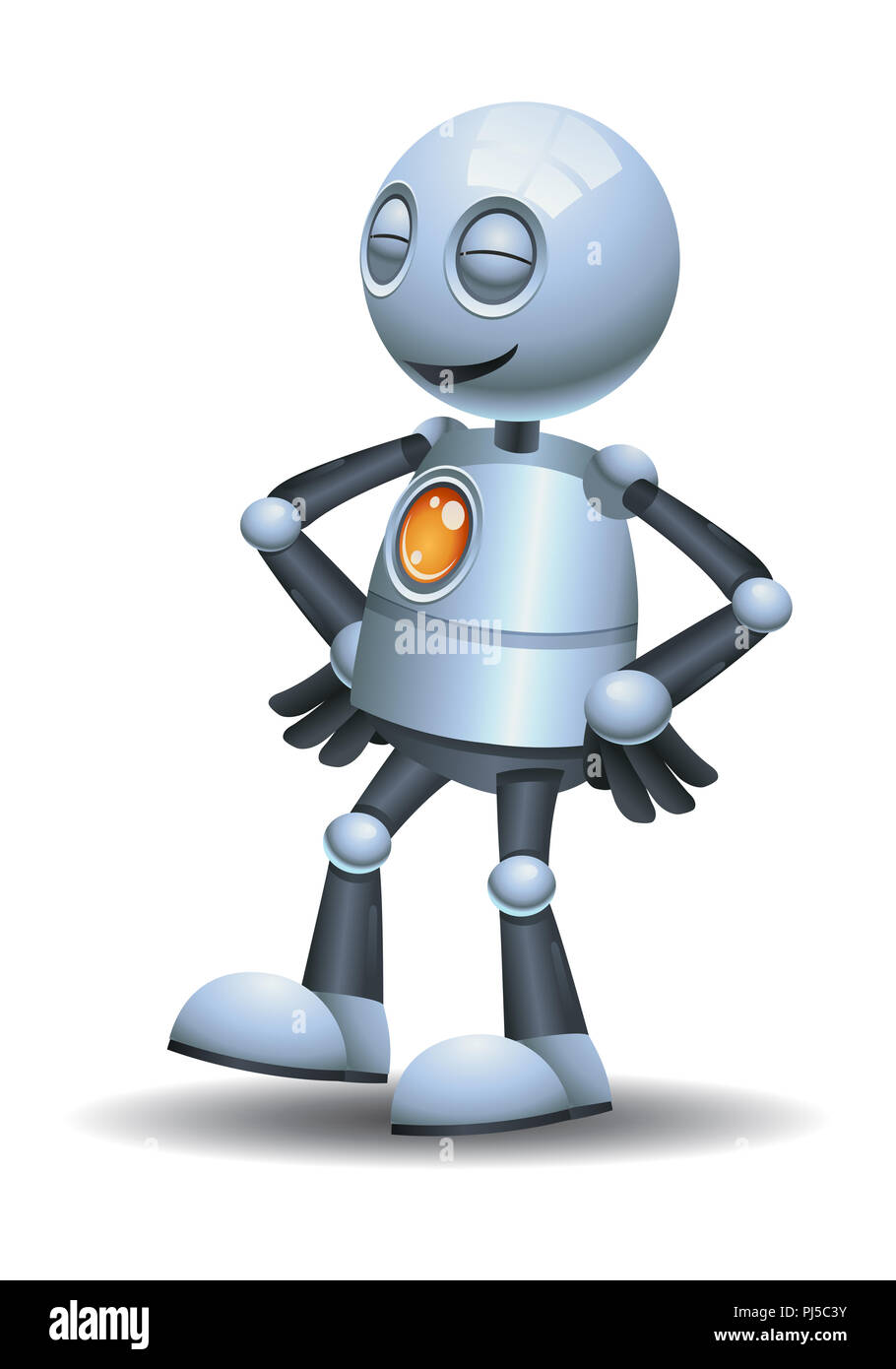 illustration of a little robot emotion in pleasant on isolated white