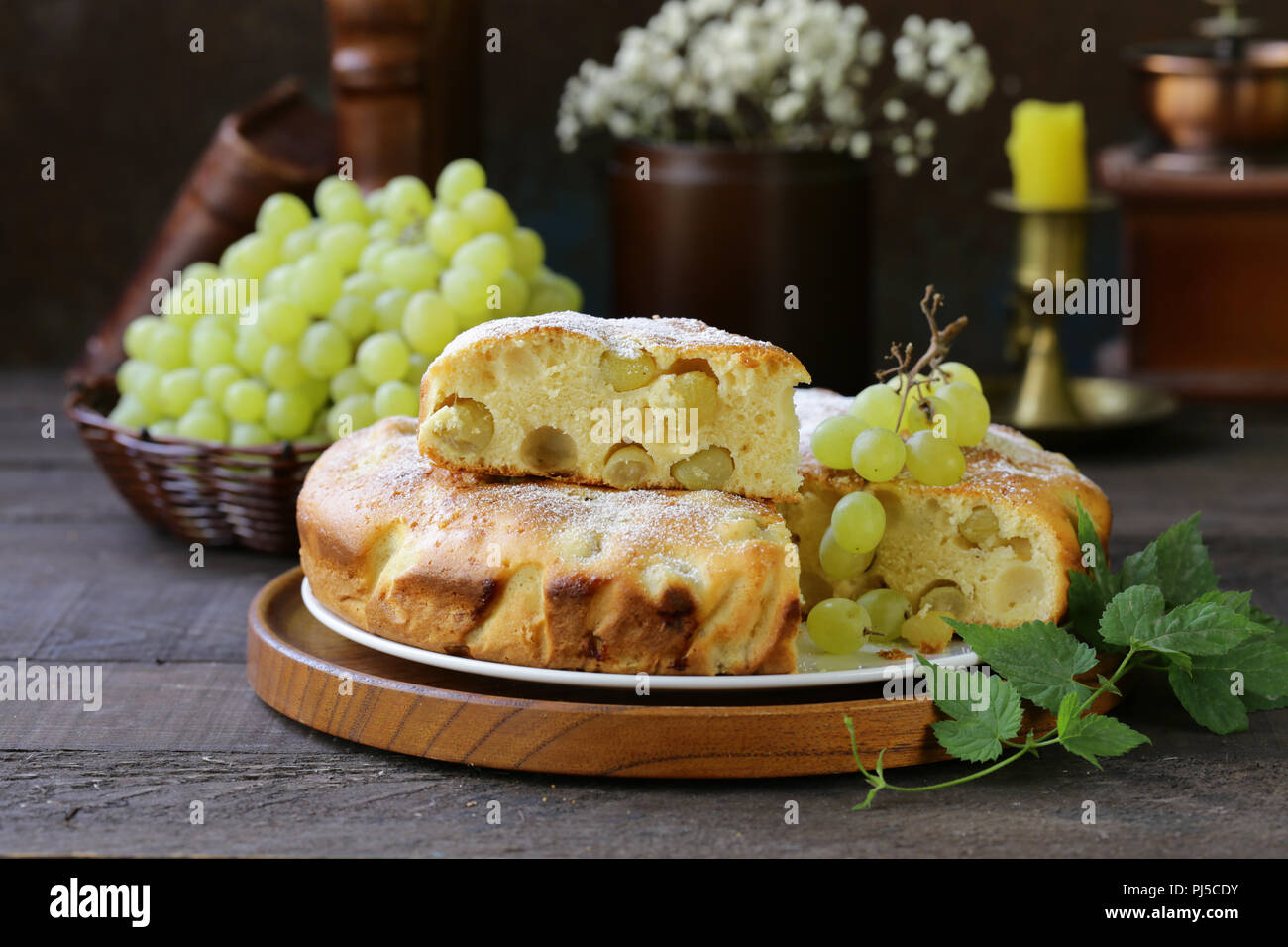 homemade pie cake biscuit with white fresh grapes Stock Photo Alamy