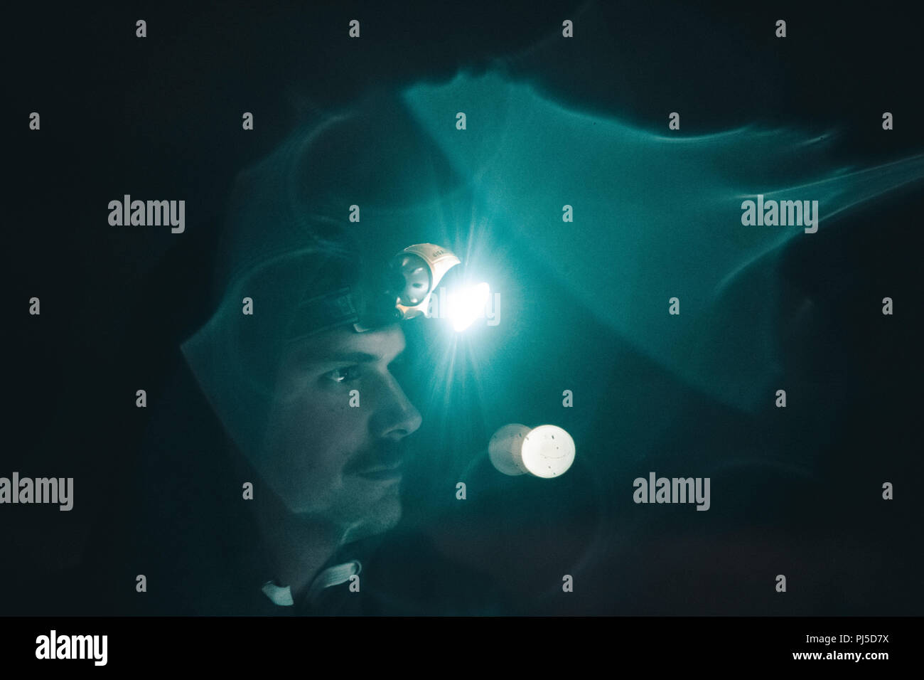 Vision in the dark with headlamp Stock Photo Alamy