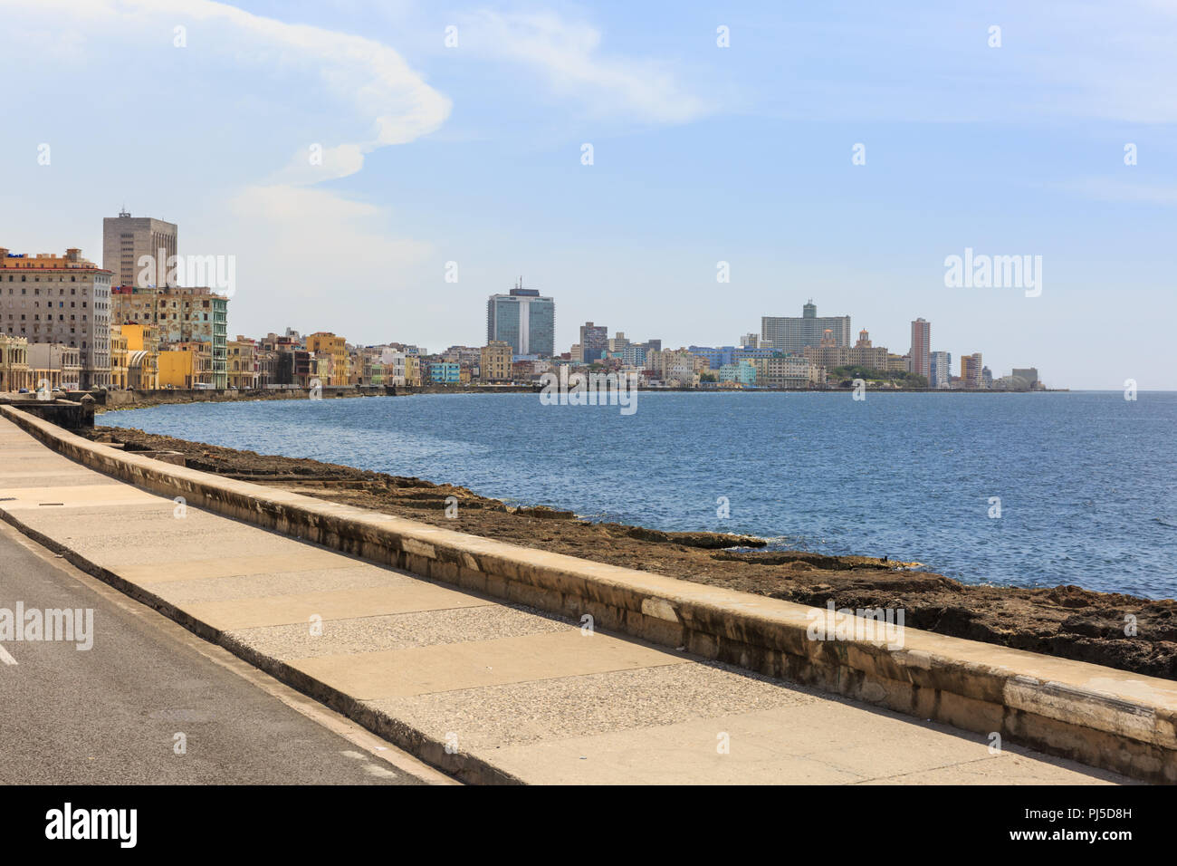 Malecon, seafront road and boulevard in Havana, Cuba Stock Photo