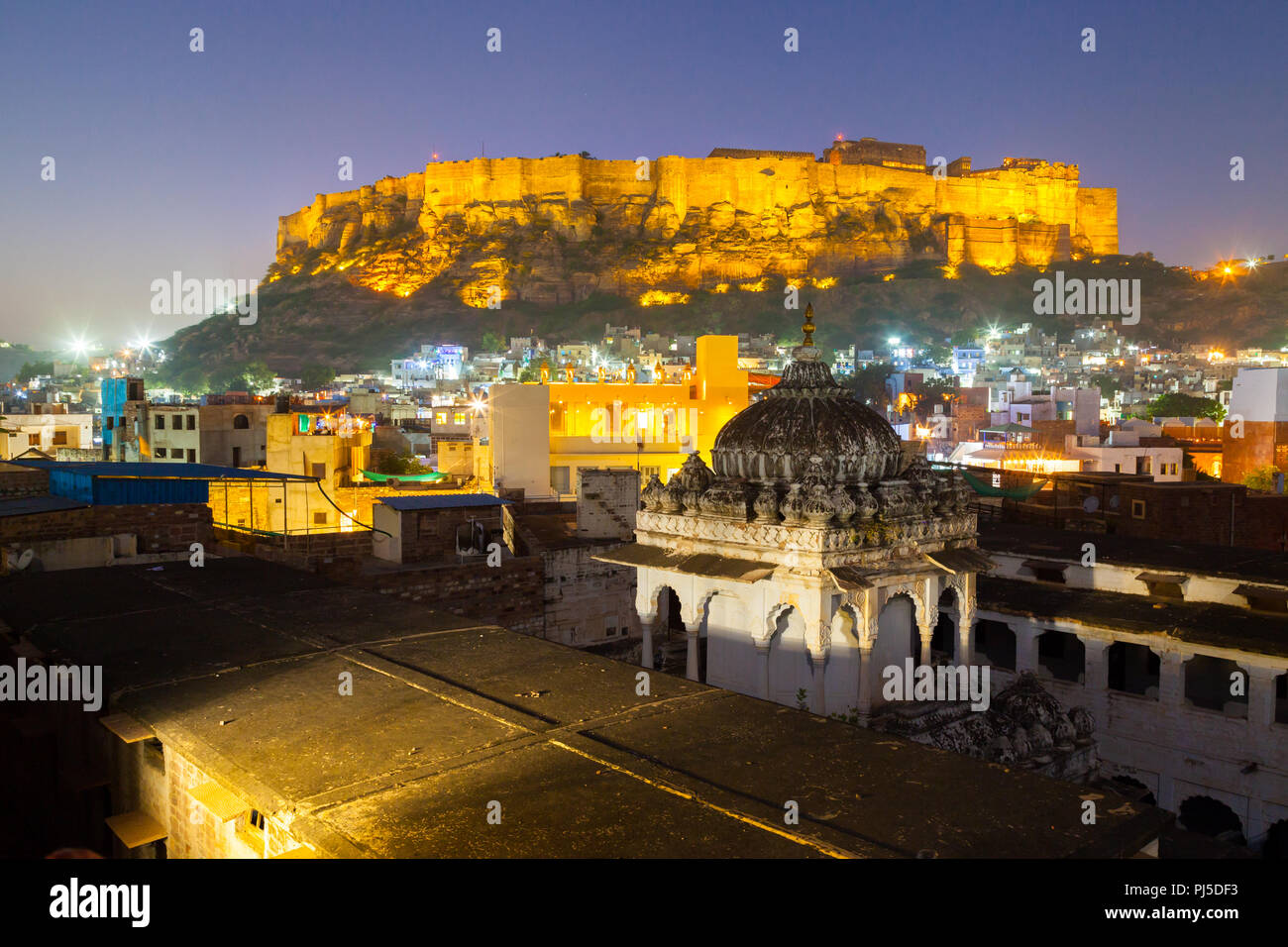 Jodhport fort at night, India Stock Photo