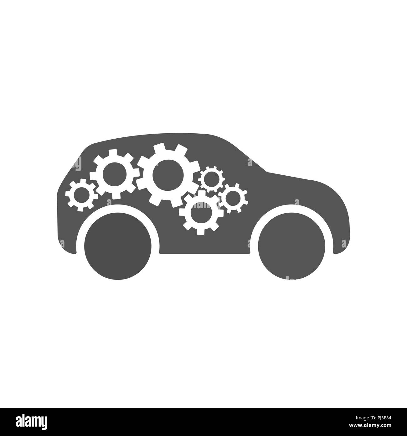 Repair Car logo, silhouette car and gears, sign emblem service Stock Vector