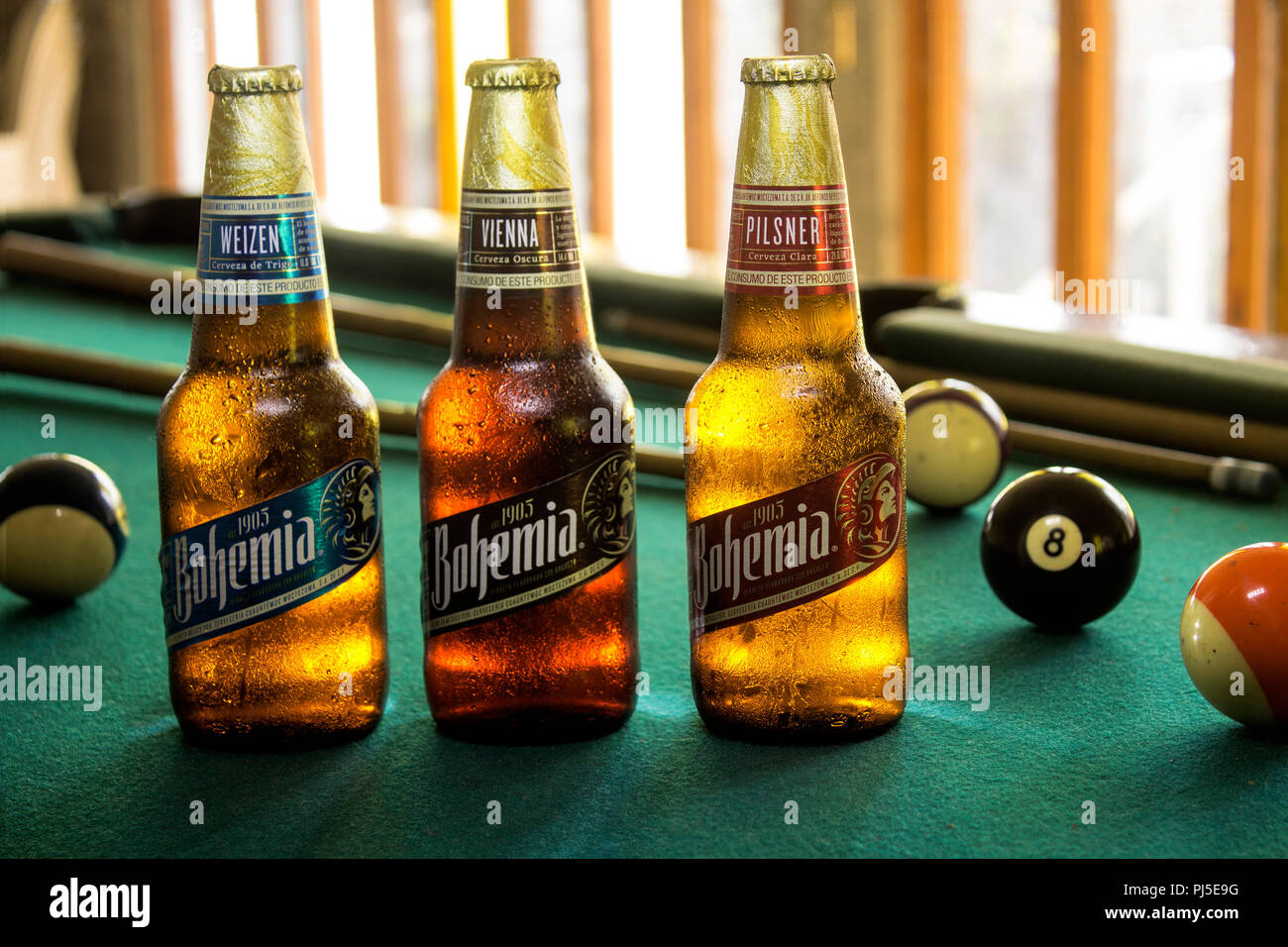 Tlaxcala, Mexico - September 04.2018.Bohemia is a Mexican beer made by the Cuauhtemoc Moctezuma Brewery in three variety of styles Stock Photo