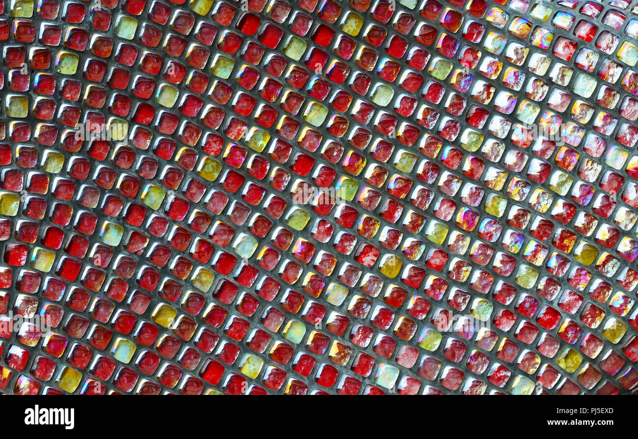 Glass mosaic with red and yellow colors for background Stock Photo - Alamy