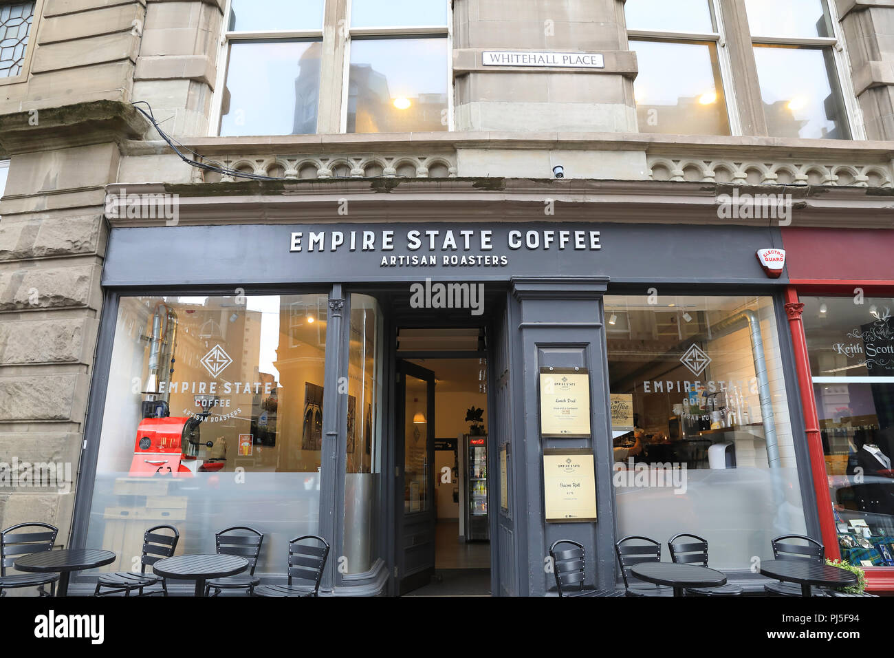 The trendy, artisan Empire State Coffee cafe on Whitehall Place, in the City of Dundee, in