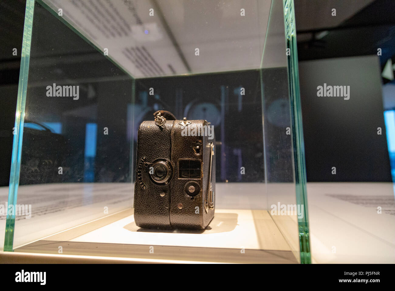 Retro old cameras in Eye Film Museum in Amsterdam, Netherlands Stock