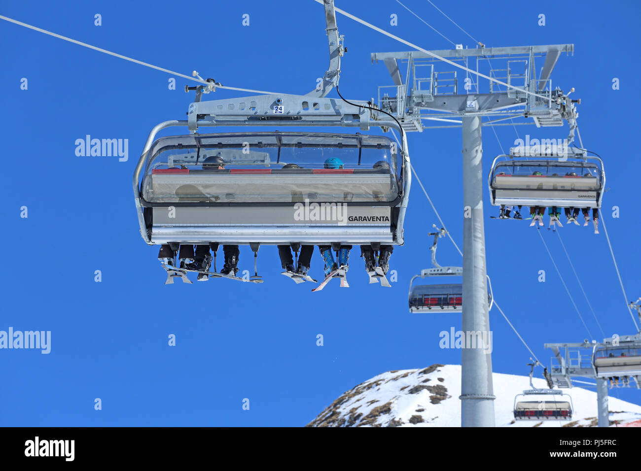 chair lift in Lenzerheide ski area Stock Photo