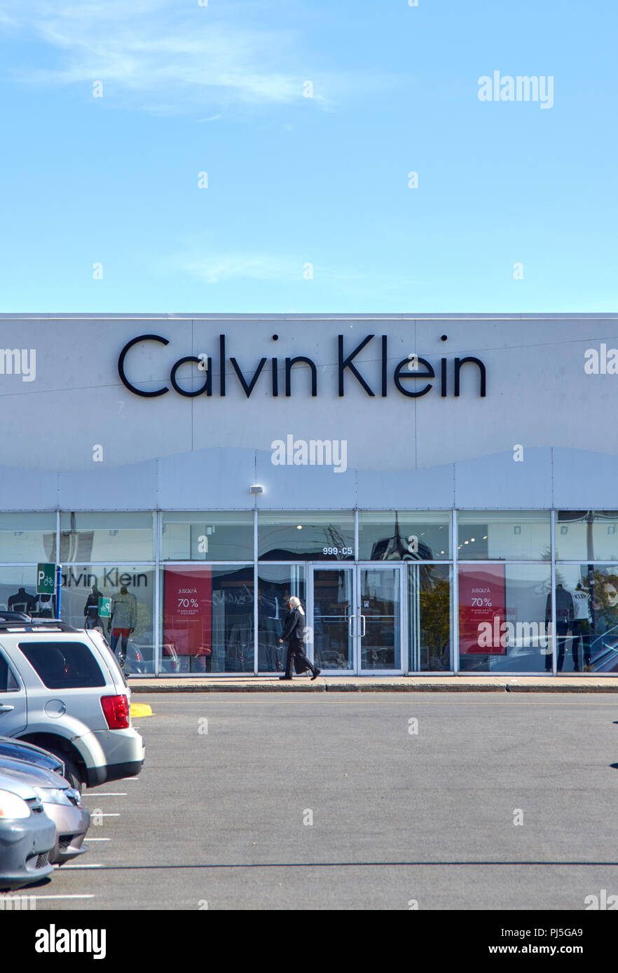 MONTREAL, CANADA - August 28, 2018: Calvin Klein boutique in Montreal. Calvin Klein Inc. is an American fashion house and luxury goods manufacturer es Stock Photo
