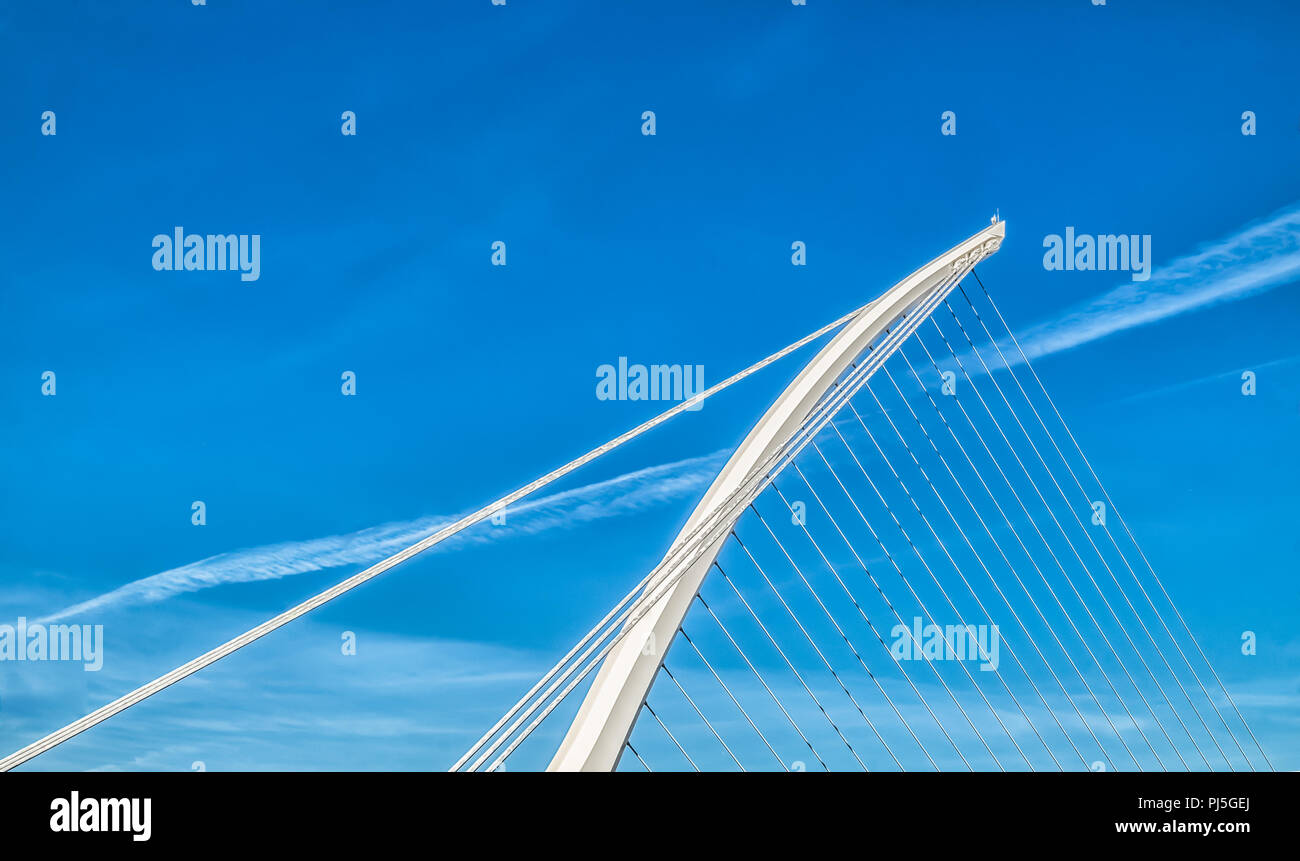 Dublin, Ireland, March 2018, close up on the Samuel Beckett Bridge Stock Photo