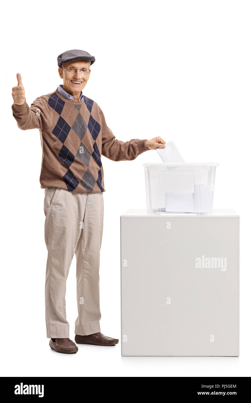 senior-man-voting-at-the-ballot-box-showing-thumbs-up-isolated-on-white