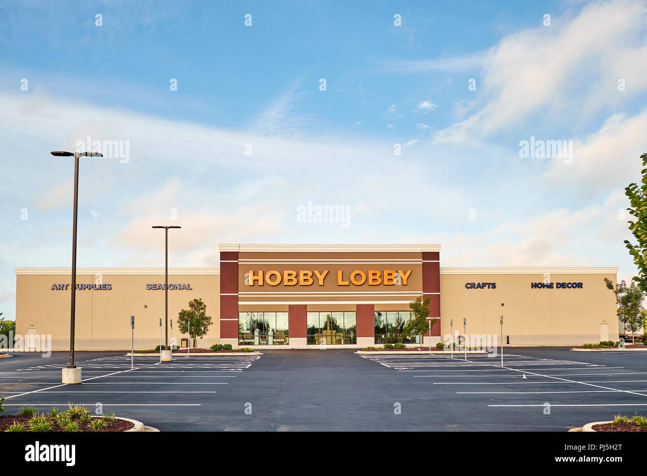 Hobby Lobby front exterior entrance of the arts and crafts super store