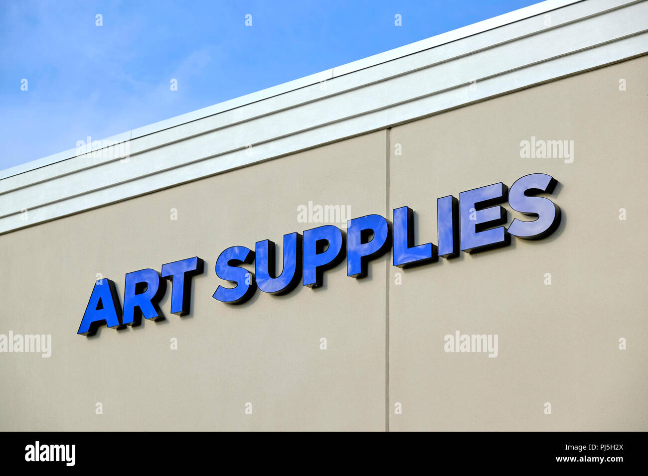 Art Supplies outdoor exterior sign at a Hobby Lobby store in Montgomery, Alabama, USA. Stock Photo