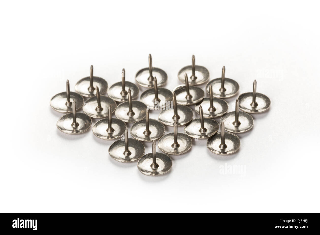 Group Of Metal Thumb Tacks for background Stock Photo
