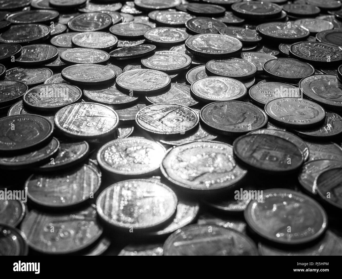 Collection of golden coins Black and White Stock Photos & Images - Alamy