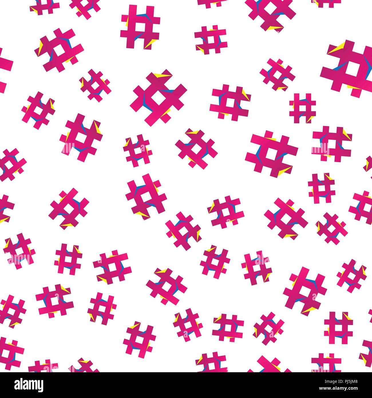 Vector illustration. Hashtag icon seamless pattern. Hashtag random seamless pattern Stock Vector
