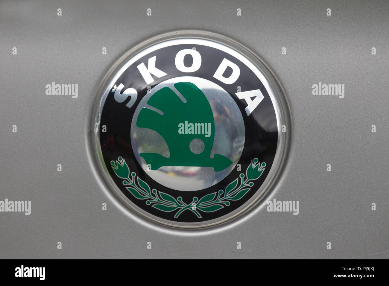 Skoda Car Badge closeup Stock Photo