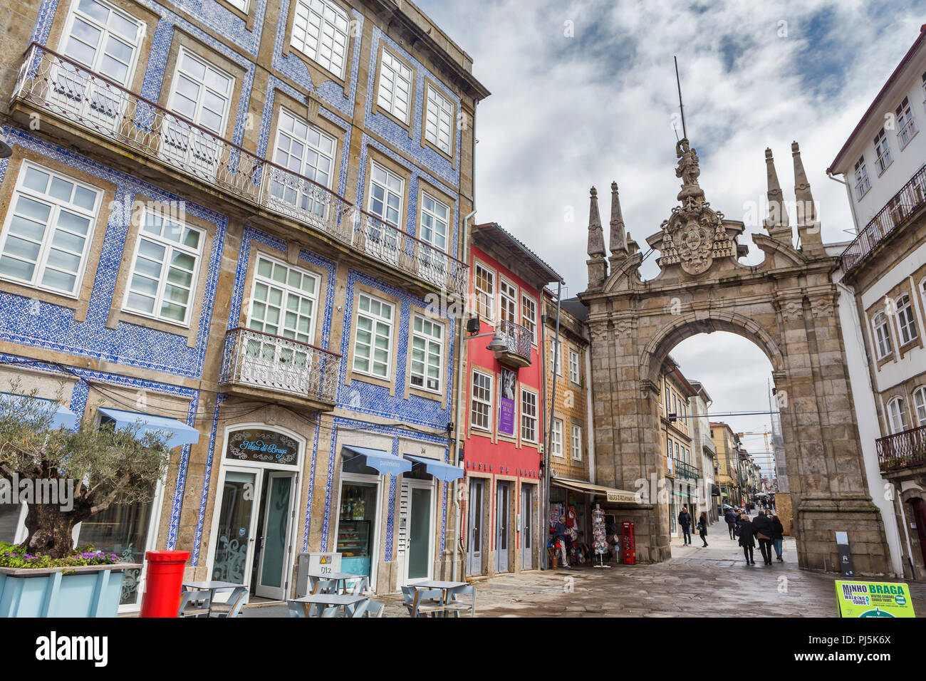 Porta Nova square, Braga, Portugal Stock Photo