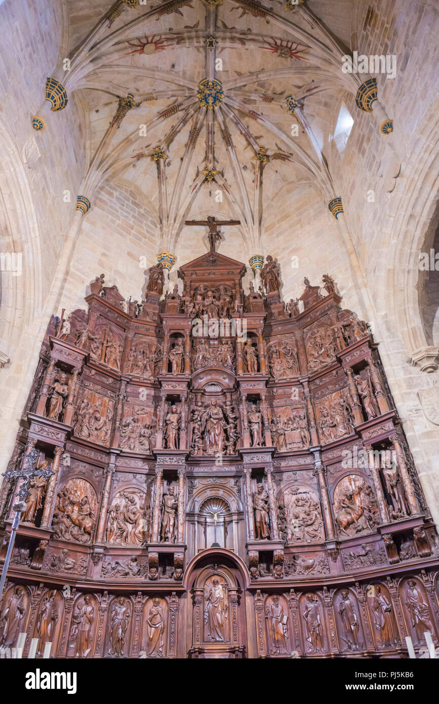 Santa Maria cathedral retablo (1551), Caceres, Extremadura, Spain Stock Photo