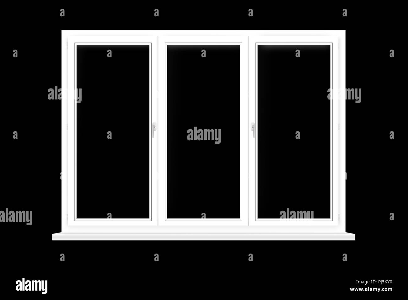 Frame of plastic window isolated on black background. Window frame