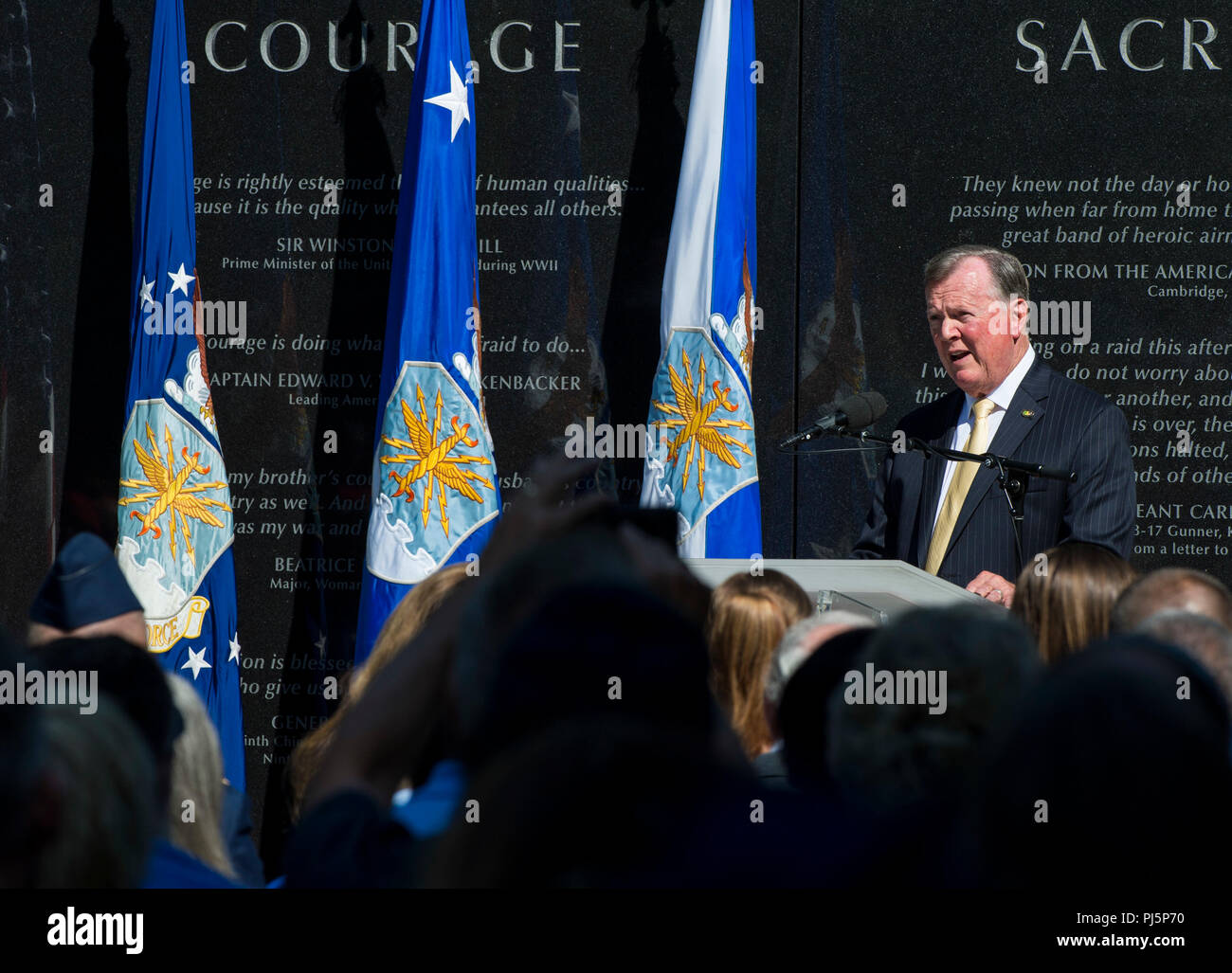 Col Ret John Carney Speaks During Tech Sgt John Chapmans Name