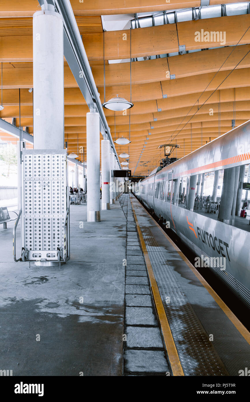 Oslo Airport Flytoget express train at Oslo Airport station Stock Photo