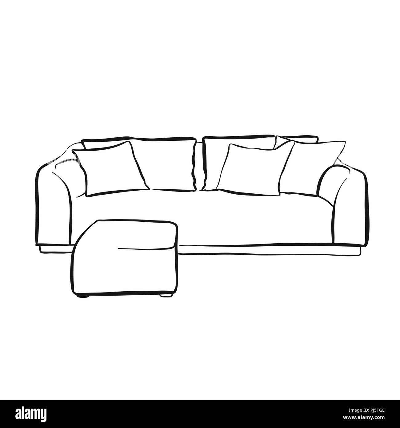 simple couch outline drawing. hand-drawn vector sketch. business concept  design Stock Photo - Alamy