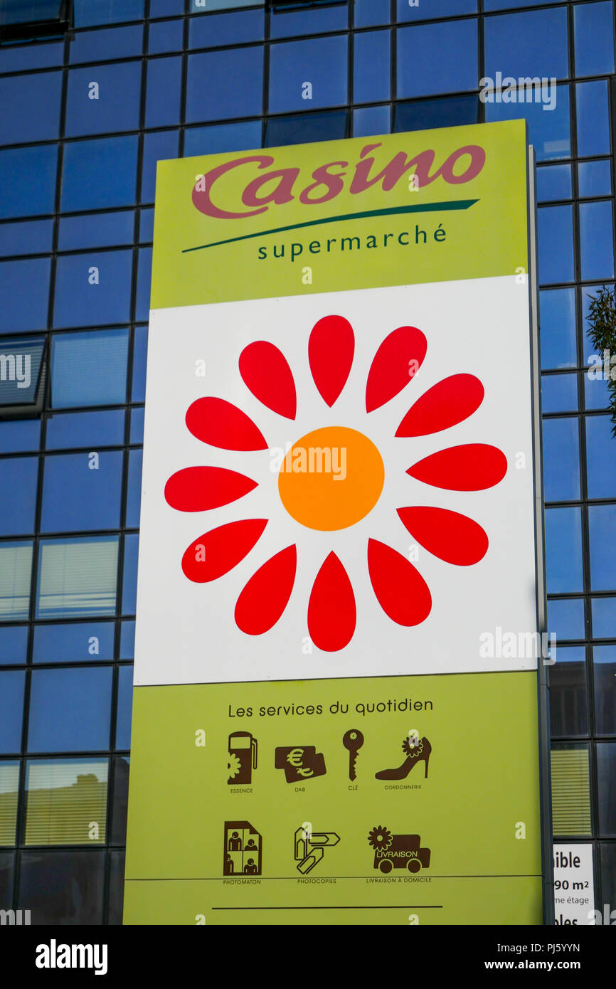 Casino supermarket logo, Lyon, France Stock Photo