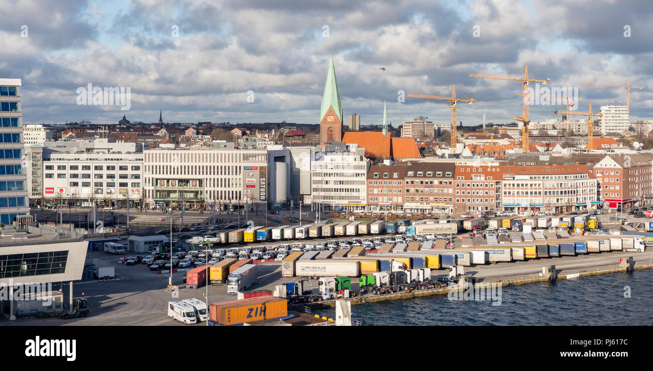 Harbour and City of Kiel, Germany, seen from cruise ship Stock Photo