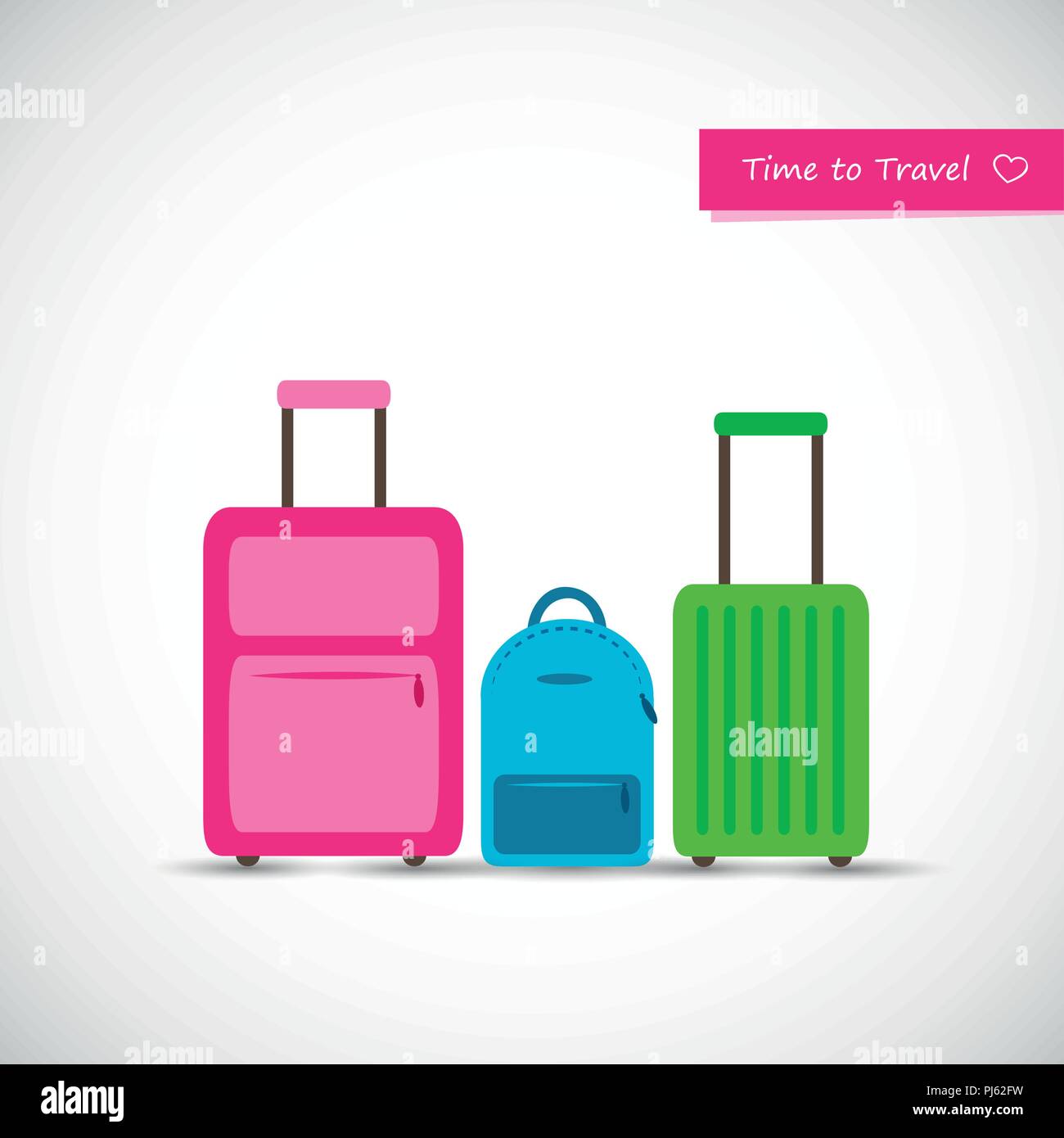 set of colorful travel suitcase pink blue and green vector illustration EPS10 Stock Vector
