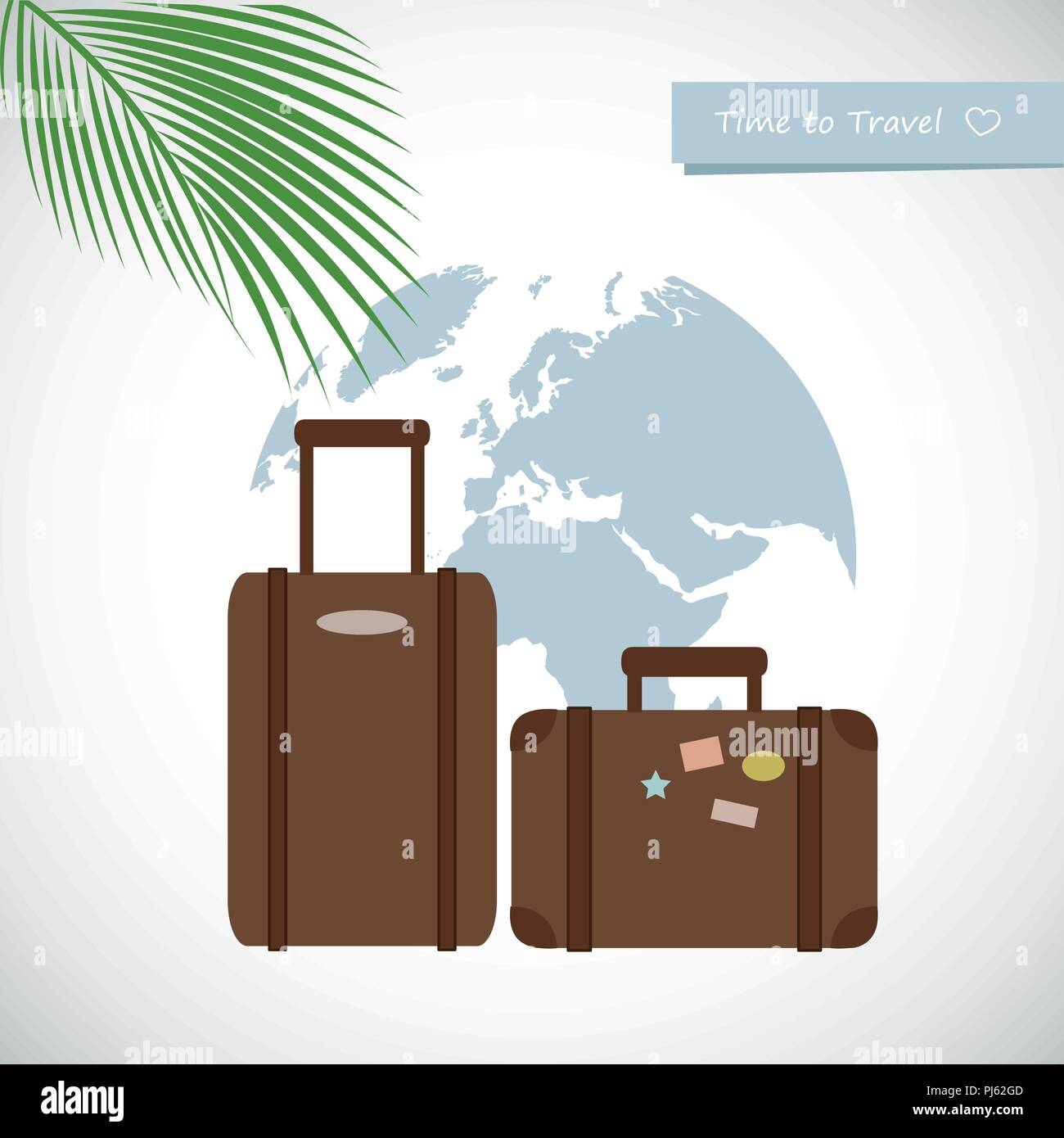brown travel suitcase time to travel vector illustration EPS10 Stock Vector