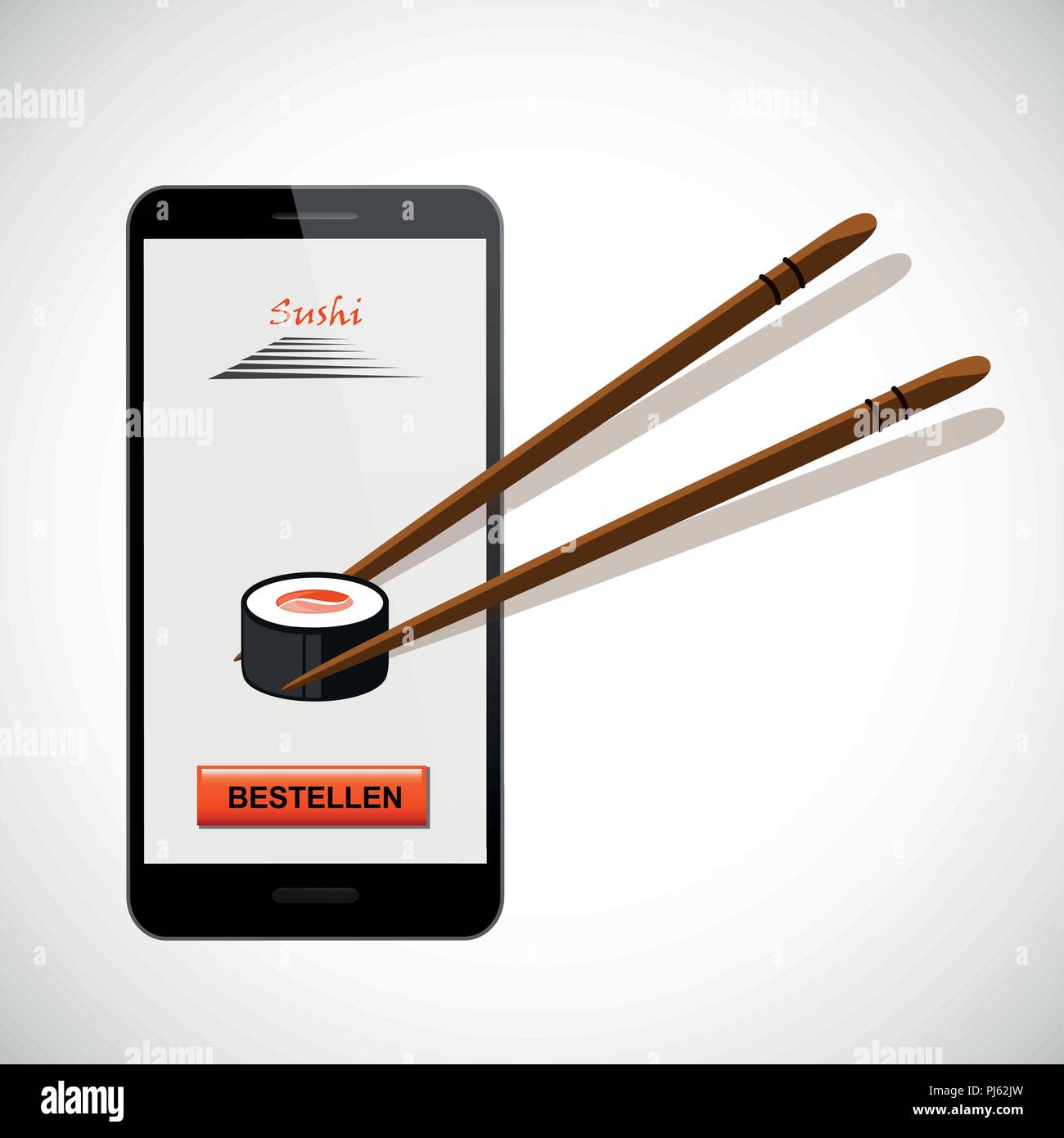 online sushi inside smartphone vector illustration EPS10 Stock Vector