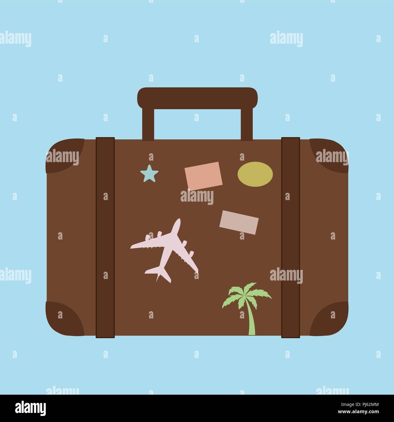 travel suitcase with diffenrent sticker vector illustration EPS10 Stock Vector