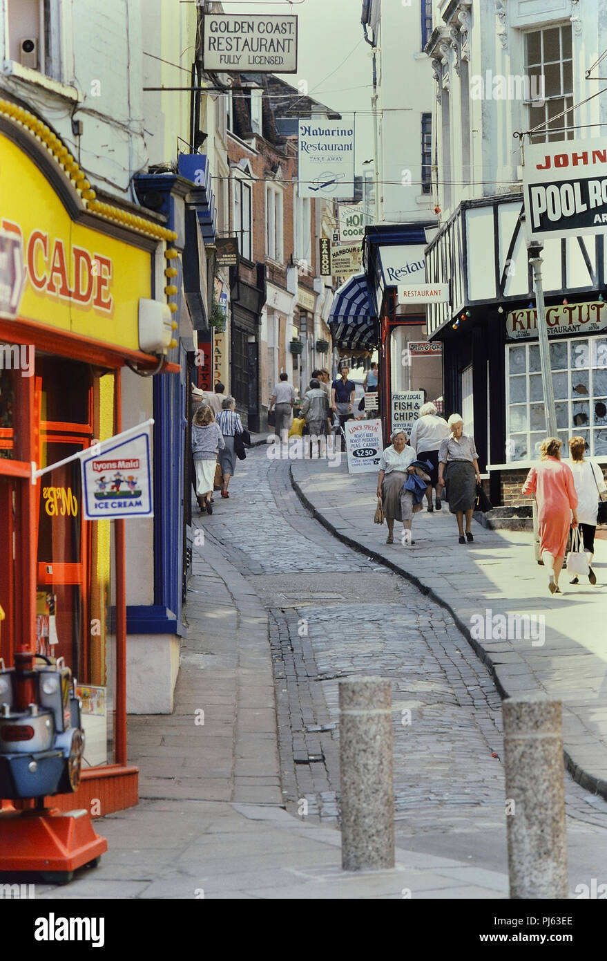 The Old High Street, Folkestone, UK. Circa 1980's Stock Photo
