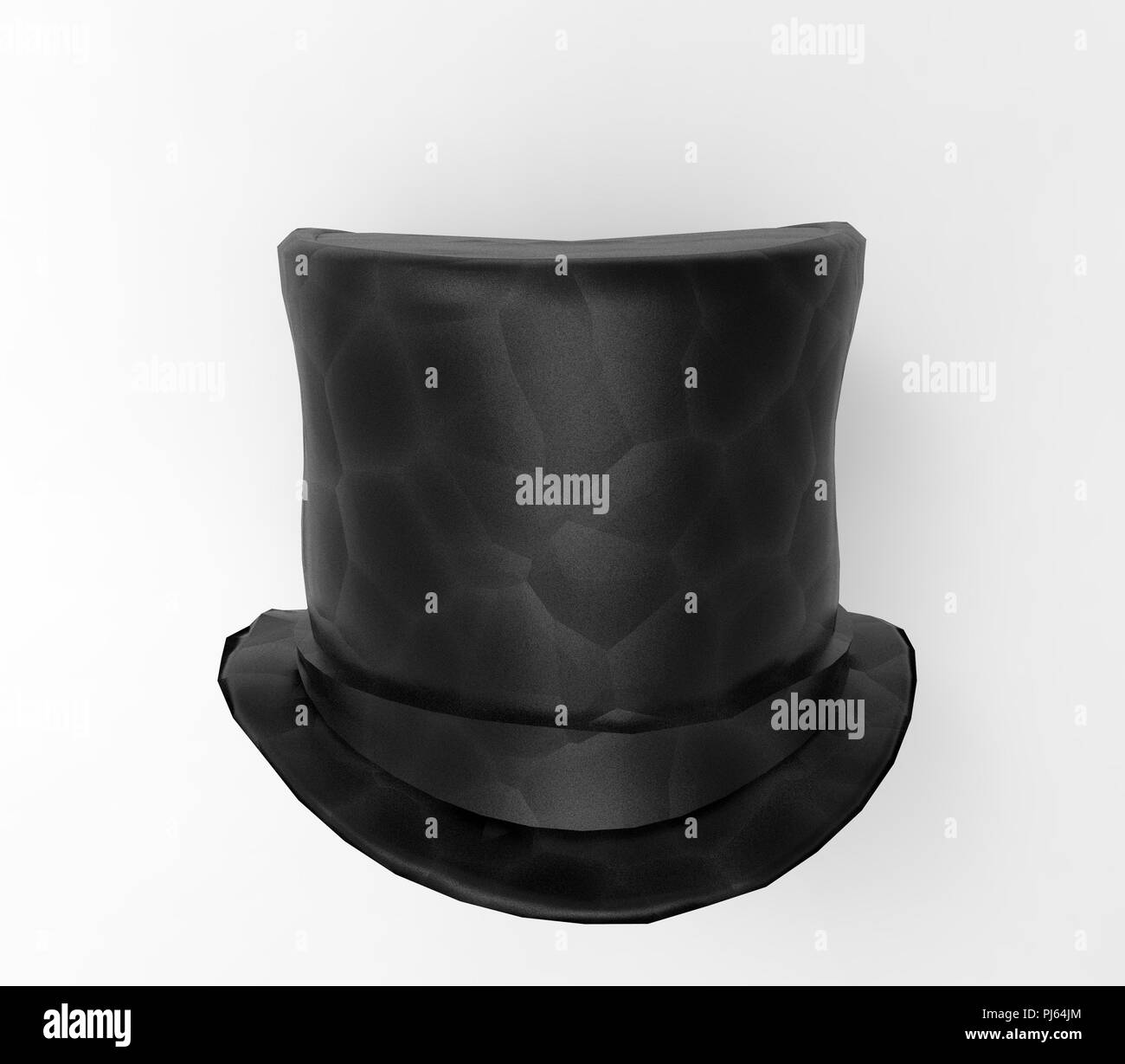 Black top hat, 3D rendering isolated on a white background Stock Photo