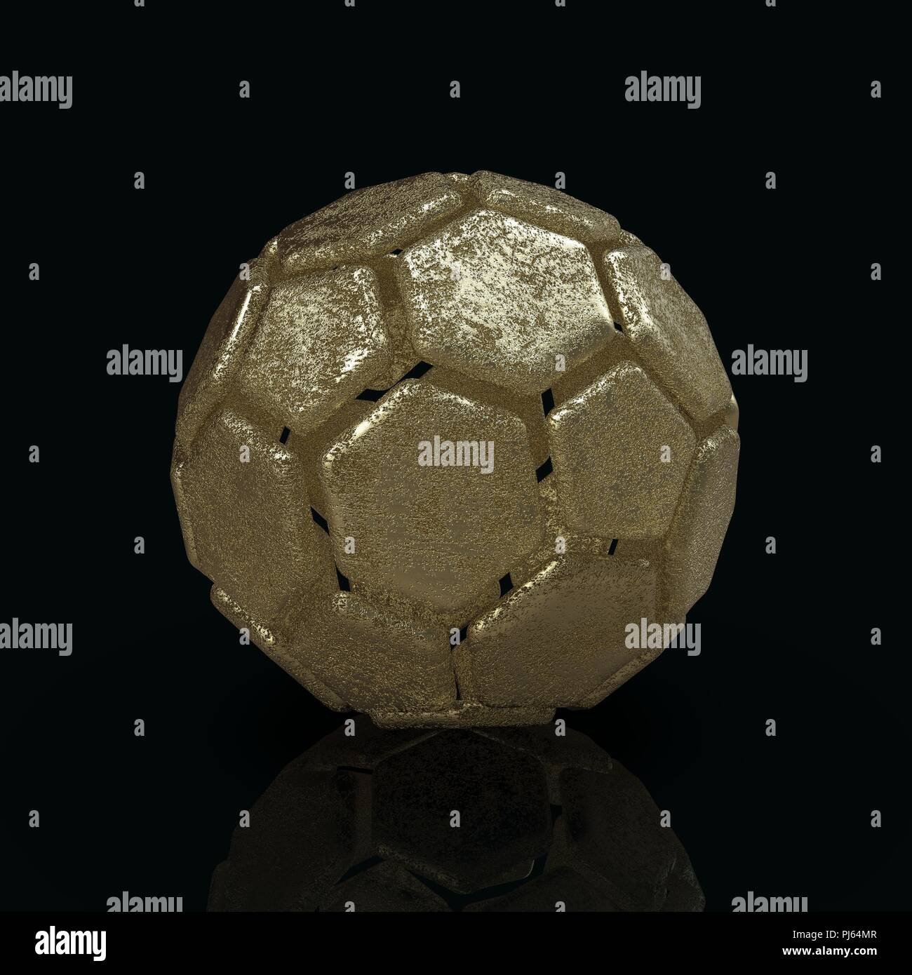 3D render of golden soccer ball Isolated on a black background Stock ...