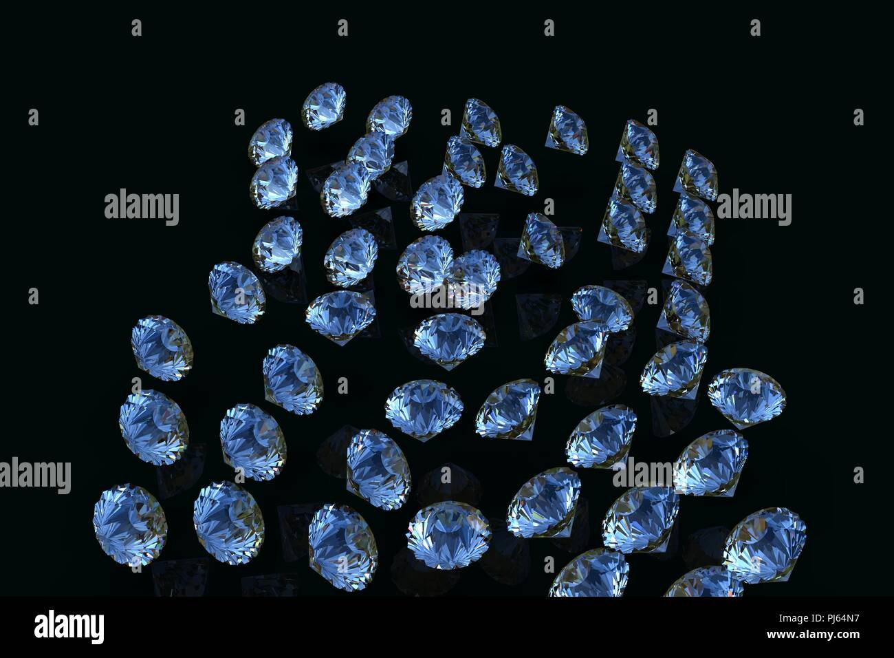 Collection of Blue Sapphire Diamond. 3D diamonds render on a black ...